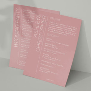 Modern Minimalist Dusty Rose Wedding Programme