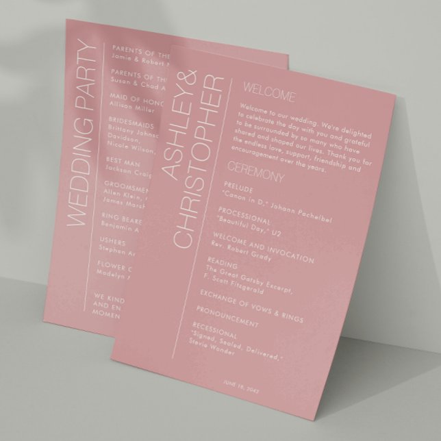Modern Minimalist Dusty Rose Wedding Programme (Creator Uploaded)