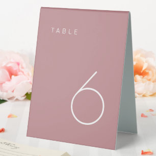 Modern Minimalist Dusty Rose & White Table Number