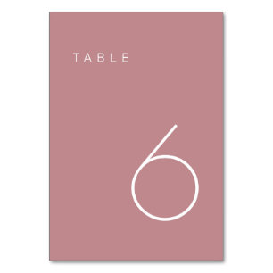 Modern Minimalist Dusty Rose & White Table Number