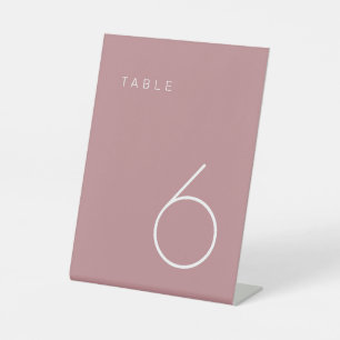 Modern Minimalist Dusty Rose & White Table Number  Pedestal Sign