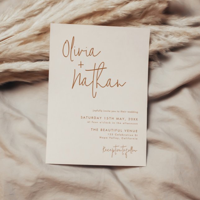 Modern Minimalist Earthy Wedding Invitation (Creator Uploaded)