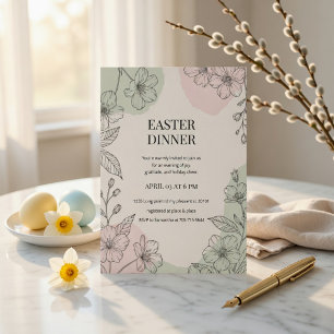 Modern Minimalist Easter Dinner  Invitation