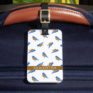 Modern Minimalist Eastern Bluebird Pattern Luggage Tag