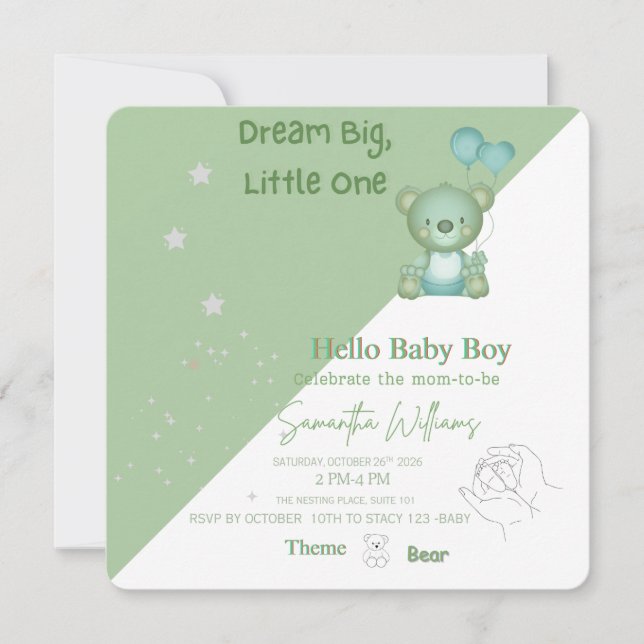Modern minimalist editable Baby Shower Invite (Front)