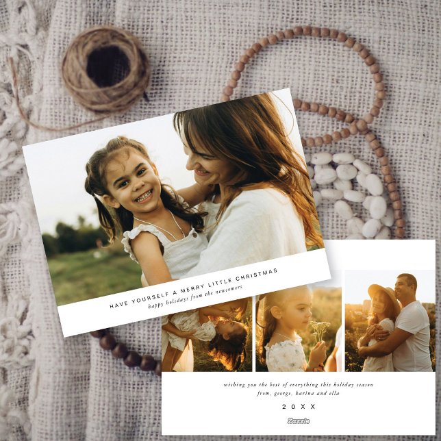 Modern & Minimalist Editorial Style 4 Photo Holiday Card (Creator Uploaded)