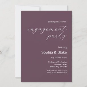 Modern Minimalist Eggplant Engagement Party Invitation