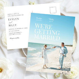 Modern minimalist elegance romance photo wedding  invitation postcard