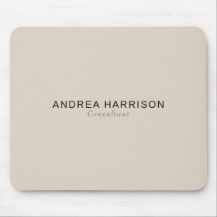 Modern Minimalist Elegant Beige Name Mouse Mat