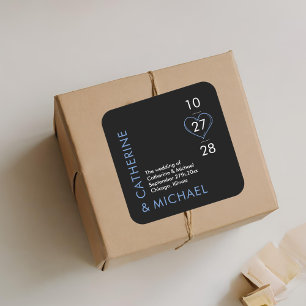 Modern Minimalist Elegant Black and Blue Square Sticker