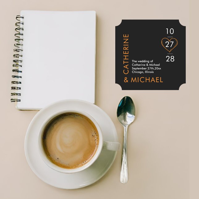 Modern Minimalist Elegant Black and Orange  Paper Coaster (Creator Uploaded)