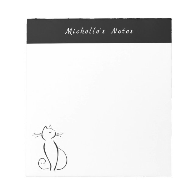 Modern Minimalist Elegant Black Cat  Notepad (Front)