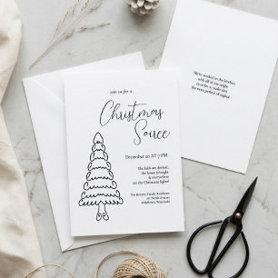 Modern Minimalist Elegant Black White Christmas Invitation