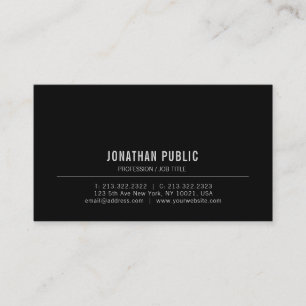 Modern Minimalist Elegant Black White Template Business Card