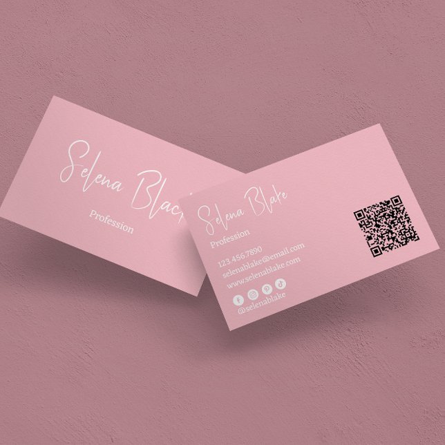  Modern Minimalist  | Elegant Blossom & QR Code Business Card (Creator Uploaded)