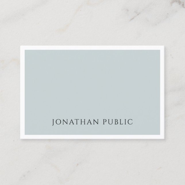 Modern Minimalist Elegant Blue Green Simple Plain Business Card (Front)