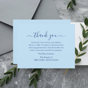 Modern Minimalist Elegant Blue Simple Funeral Thank You Card