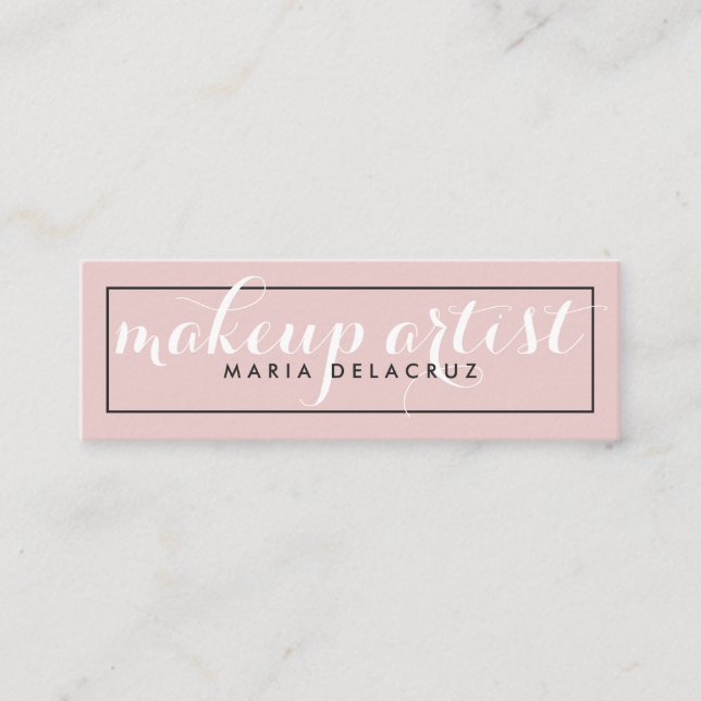 Modern minimalist elegant blush pink girly makeup mini business card (Front)