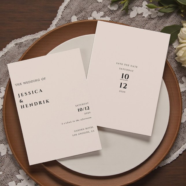 Modern Minimalist Elegant Champagne Wedding Invitation (Creator Uploaded)