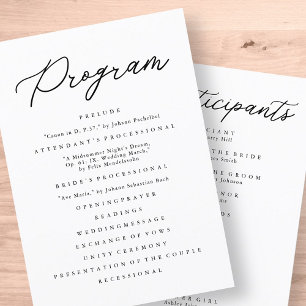 Modern Minimalist Elegant Chic Simple Wedding Programme