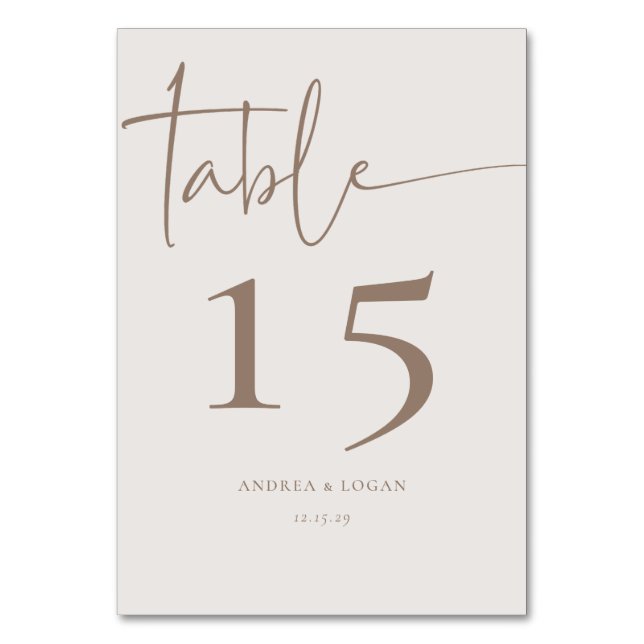 Modern Minimalist Elegant Classic  Table Number (Front)