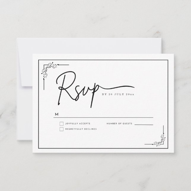 Modern Minimalist Elegant Clean RSVP Card (Front)