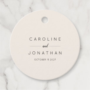Modern Minimalist Elegant Custom Wedding Ivory  Favour Tags