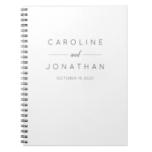 Modern Minimalist Elegant Custom Wedding White Notebook