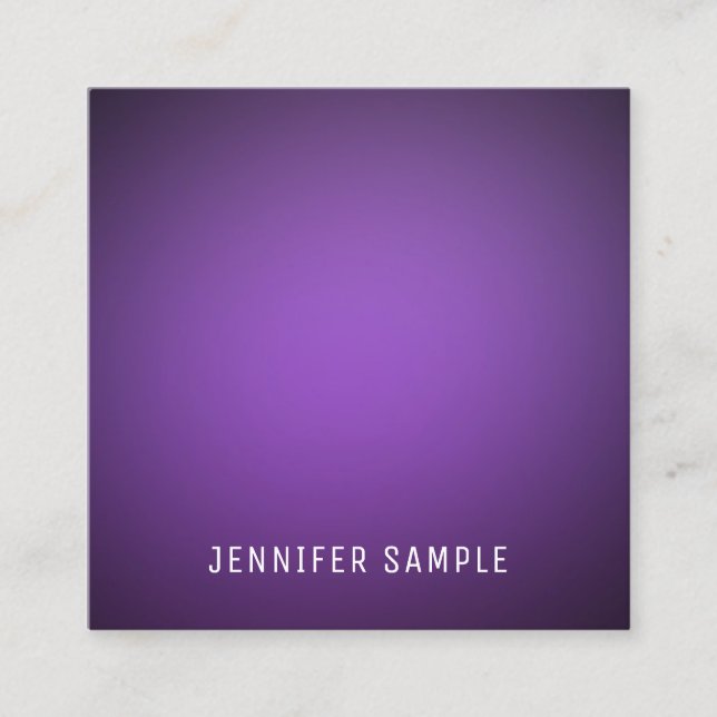 Modern Minimalist Elegant Design Purple Template Square Business Card (Front)