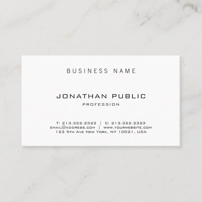 Modern Minimalist Elegant Design Trendy Plain Chic Business Card (Front)