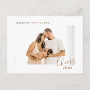 Modern Minimalist Elegant Family Photo New Year Postcard