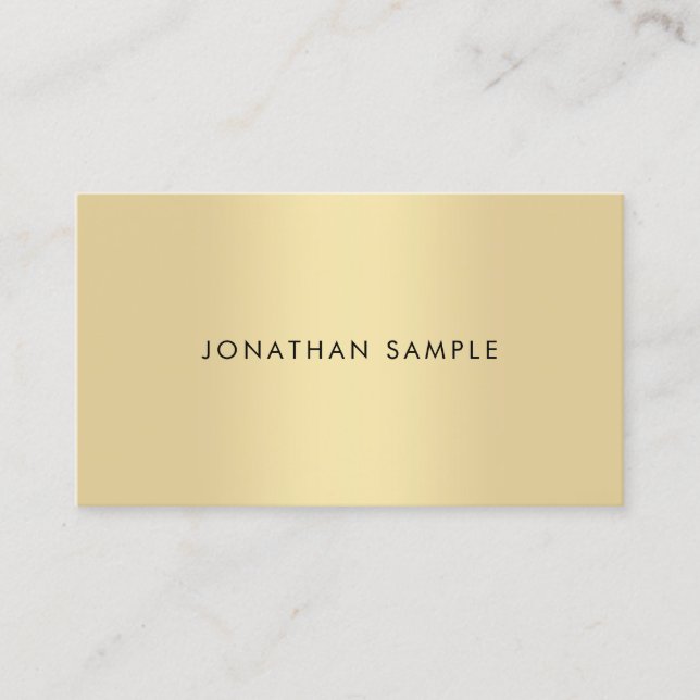 Modern Minimalist Elegant Faux Gold Template Business Card (Front)
