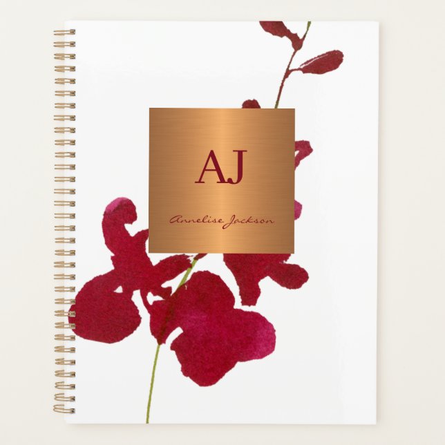 Modern minimalist elegant glam floral girly gold planner (Front)