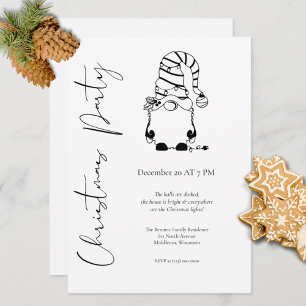 Modern Minimalist Elegant Gnome Christmas Party Invitation