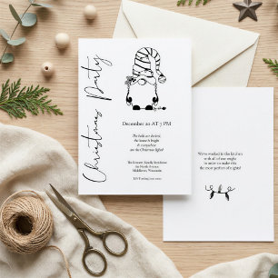 Modern Minimalist Elegant Gnome Christmas Party Invitation
