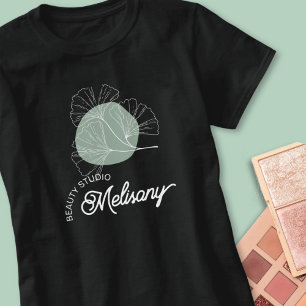 Modern Minimalist Elegant Green Floral Line Art  T-Shirt