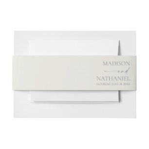 Modern Minimalist Elegant Grey Beige Wedding Invitation Belly Band