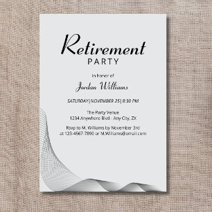 Modern Minimalist Elegant Grey Retirement Party Invitation