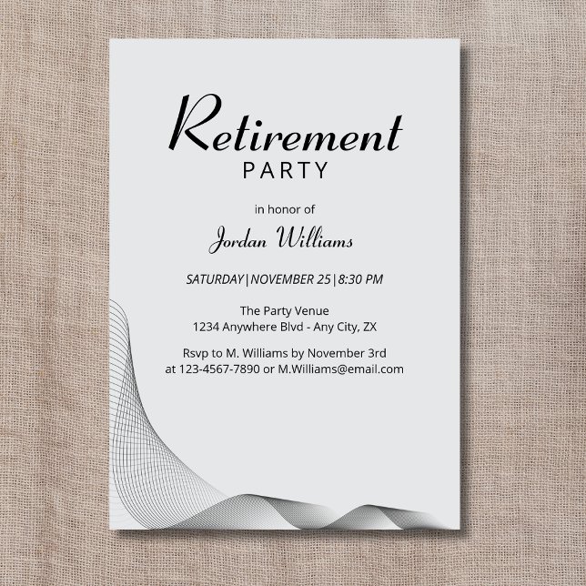 Modern Minimalist Elegant Grey Retirement Party Invitation (Creator Uploaded)