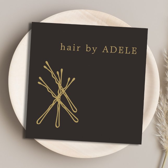 Modern Minimalist Elegant Hair Stylist Square Business Card (Creator Uploaded)