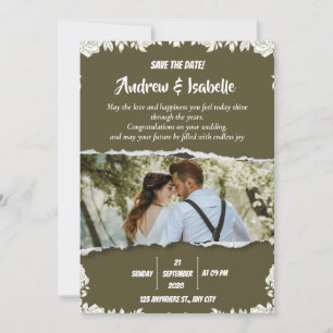 Modern Minimalist Elegant Holiday Wedding  Save The Date
