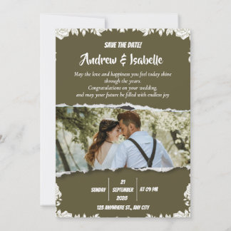 Modern Minimalist Elegant Holiday Wedding  Save The Date