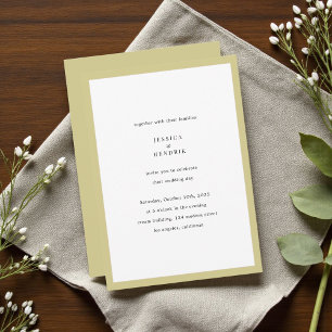 Modern Minimalist Elegant Lime Green Wedding Invitation