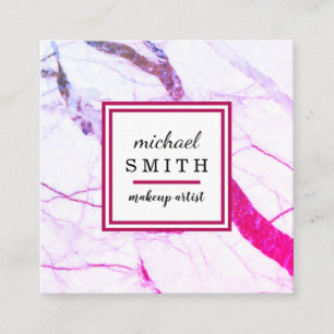 Modern Minimalist Elegant Marble Makeup Artist Square Business Card