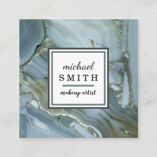 Modern Minimalist Elegant Marble Makeup Artist Square Business Card