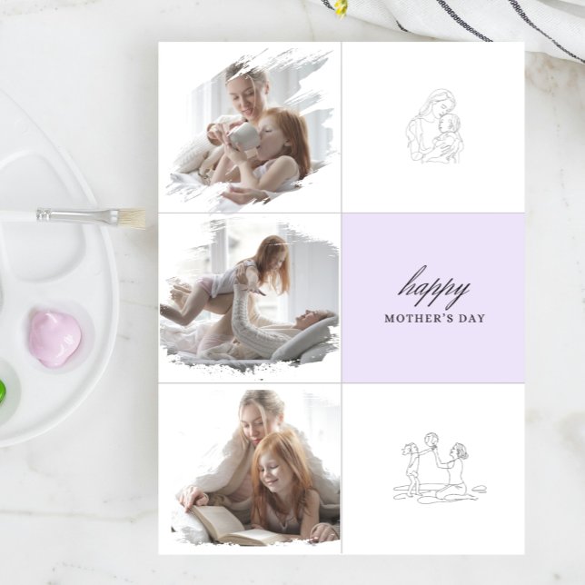 Modern Minimalist Elegant Mauve Photo Mothers Day Card (Creator Uploaded)