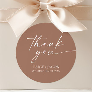 Modern Minimalist Elegant Mocha Mousse Wedding Classic Round Sticker