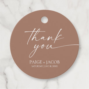Modern Minimalist Elegant Mocha Mousse Wedding Favour Tags