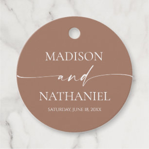 Modern Minimalist Elegant Mocha Mousse Wedding Favour Tags