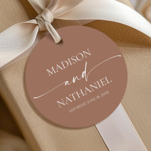 Modern Minimalist Elegant Mocha Mousse Wedding Favour Tags